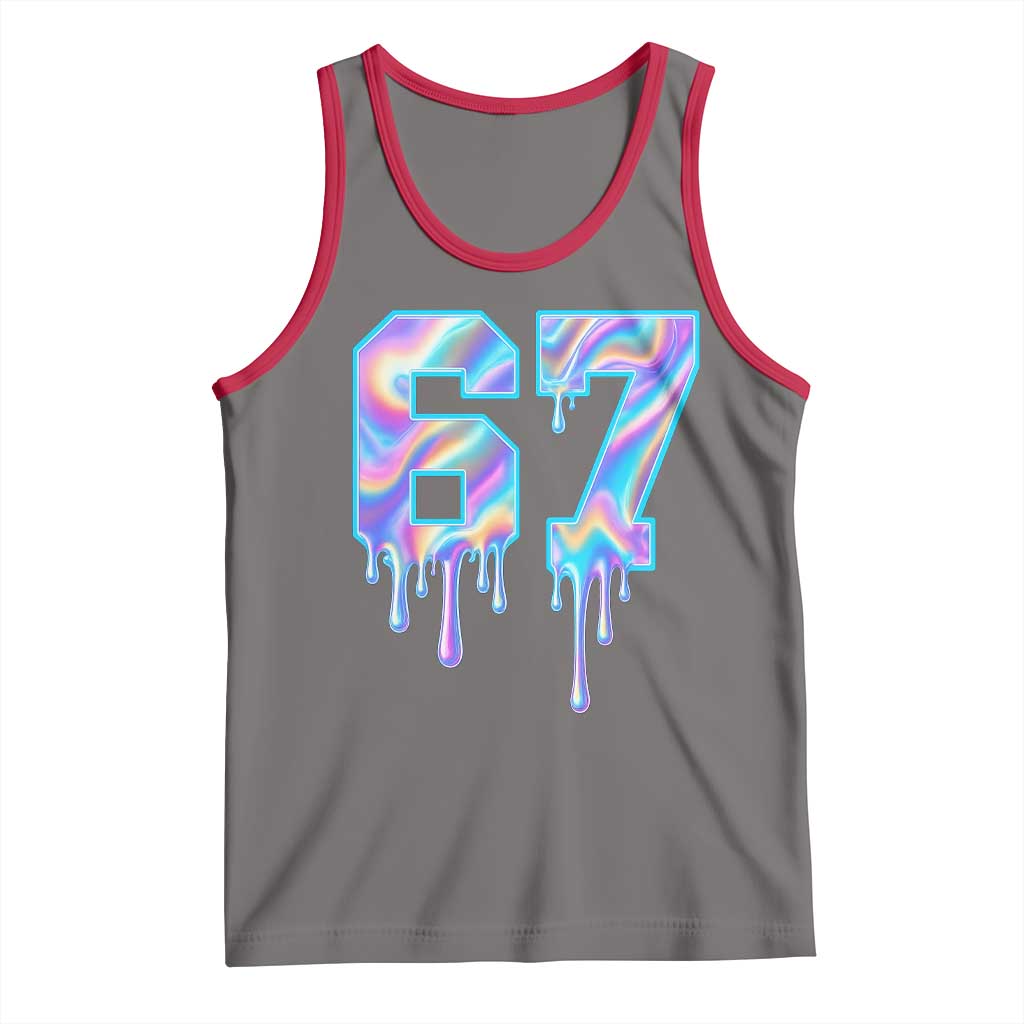 Baseball Drip Number 67 Player Tank Top Funny Six Seven Meme 67th Birthday Holographic Dripping - Wonder Print Shop