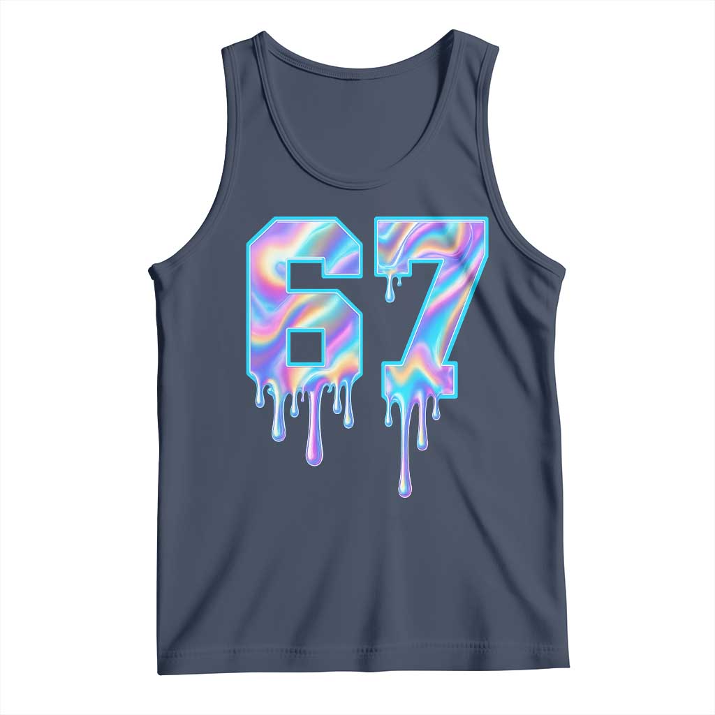 Baseball Drip Number 67 Player Tank Top Funny Six Seven Meme 67th Birthday Holographic Dripping - Wonder Print Shop