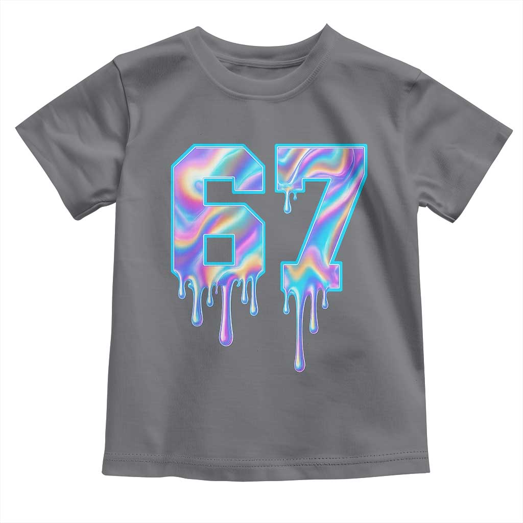 Baseball Drip Number 67 Player Toddler T Shirt Funny Six Seven Meme 67th Birthday Holographic Dripping - Wonder Print Shop