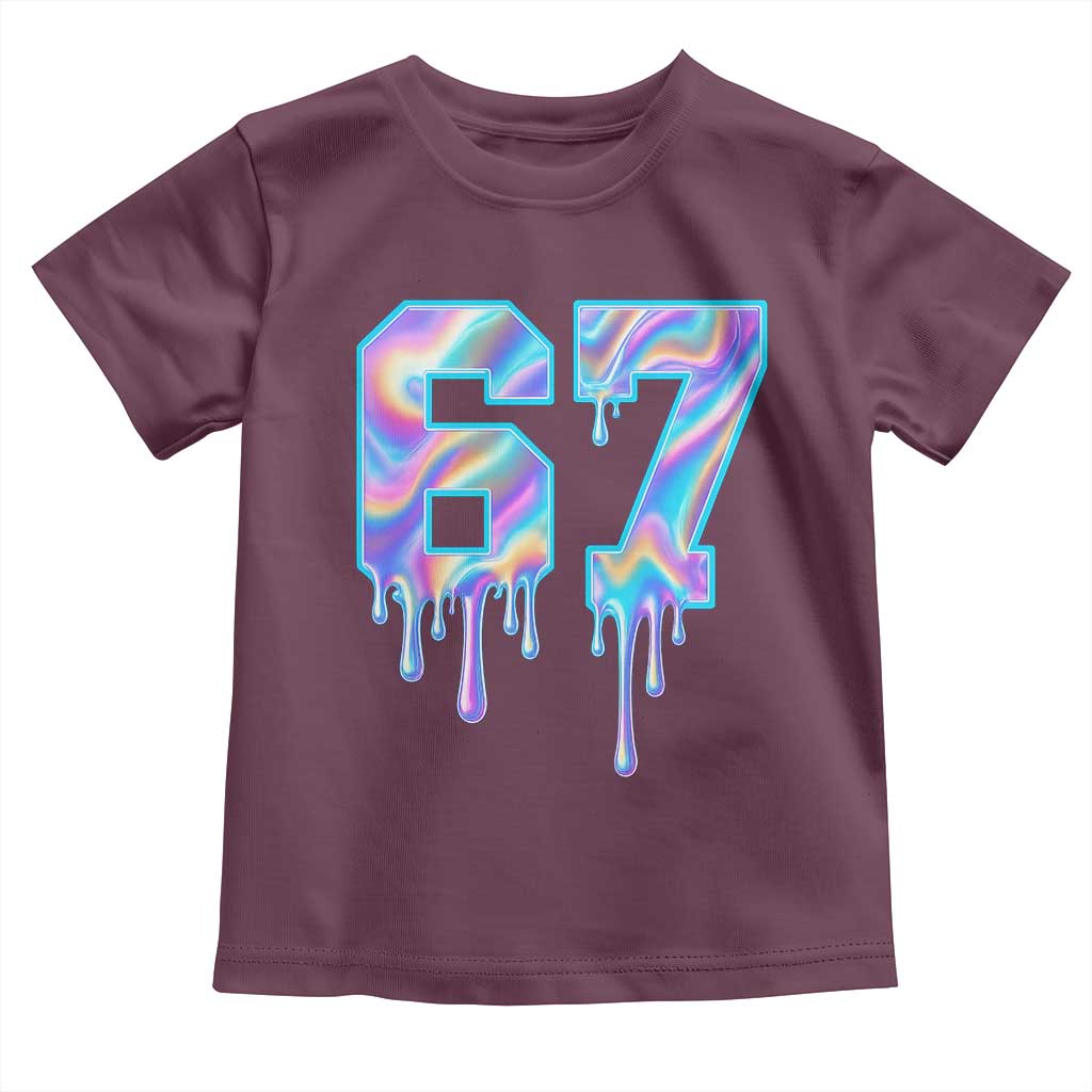 Baseball Drip Number 67 Player Toddler T Shirt Funny Six Seven Meme 67th Birthday Holographic Dripping - Wonder Print Shop