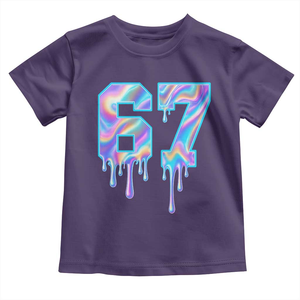 Baseball Drip Number 67 Player Toddler T Shirt Funny Six Seven Meme 67th Birthday Holographic Dripping - Wonder Print Shop