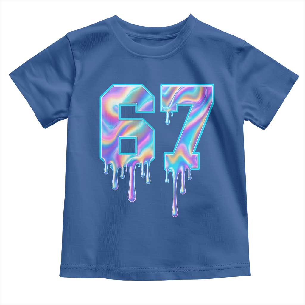 Baseball Drip Number 67 Player Toddler T Shirt Funny Six Seven Meme 67th Birthday Holographic Dripping - Wonder Print Shop