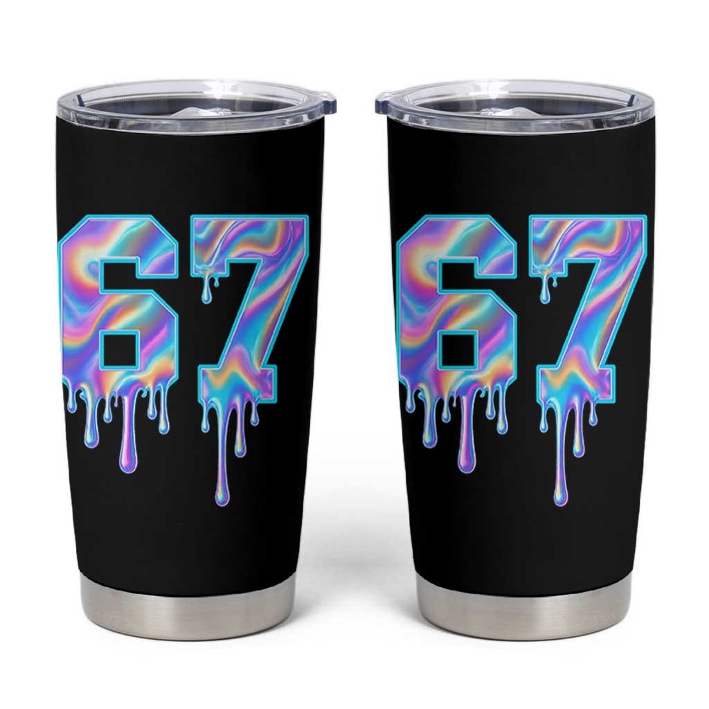 Baseball Drip Number 67 Player Tumbler Cup Funny Six Seven Meme 67th Birthday Holographic Dripping - Wonder Print Shop