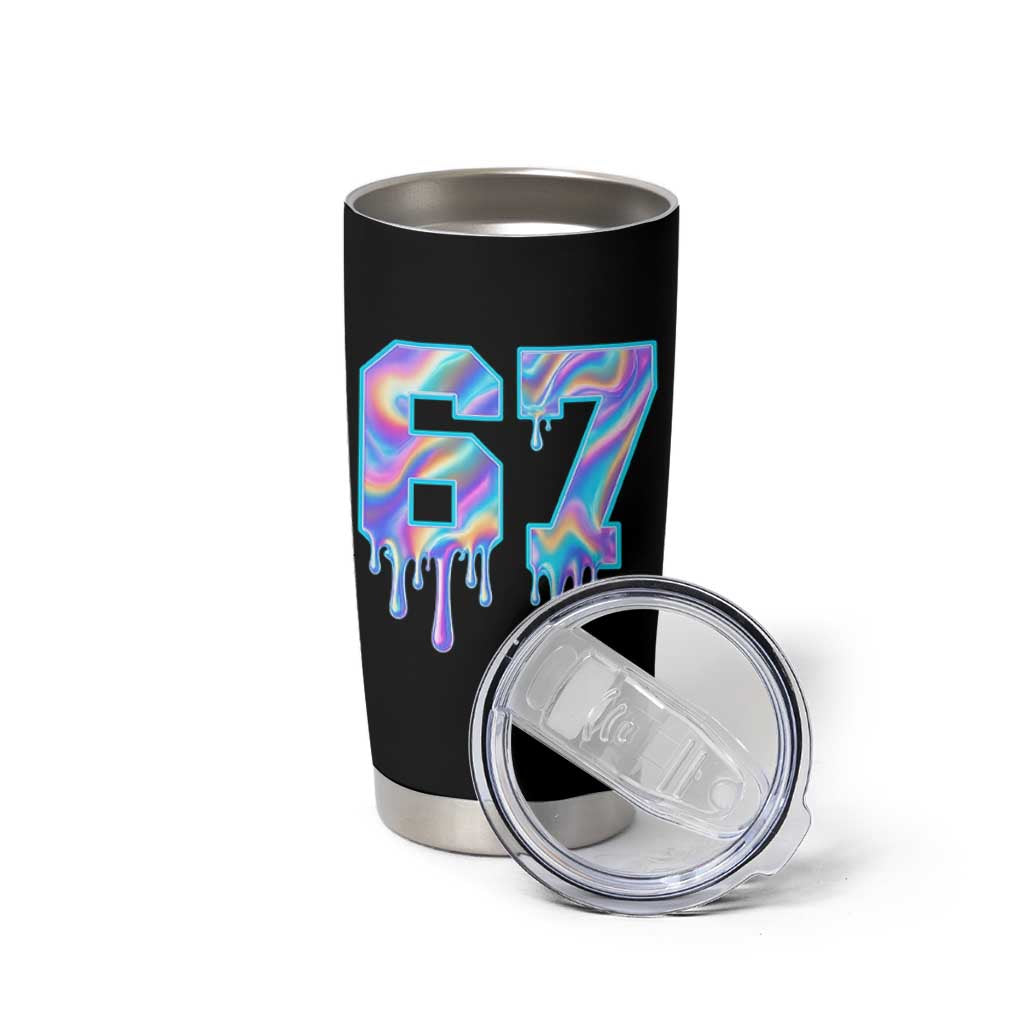 Baseball Drip Number 67 Player Tumbler Cup Funny Six Seven Meme 67th Birthday Holographic Dripping - Wonder Print Shop