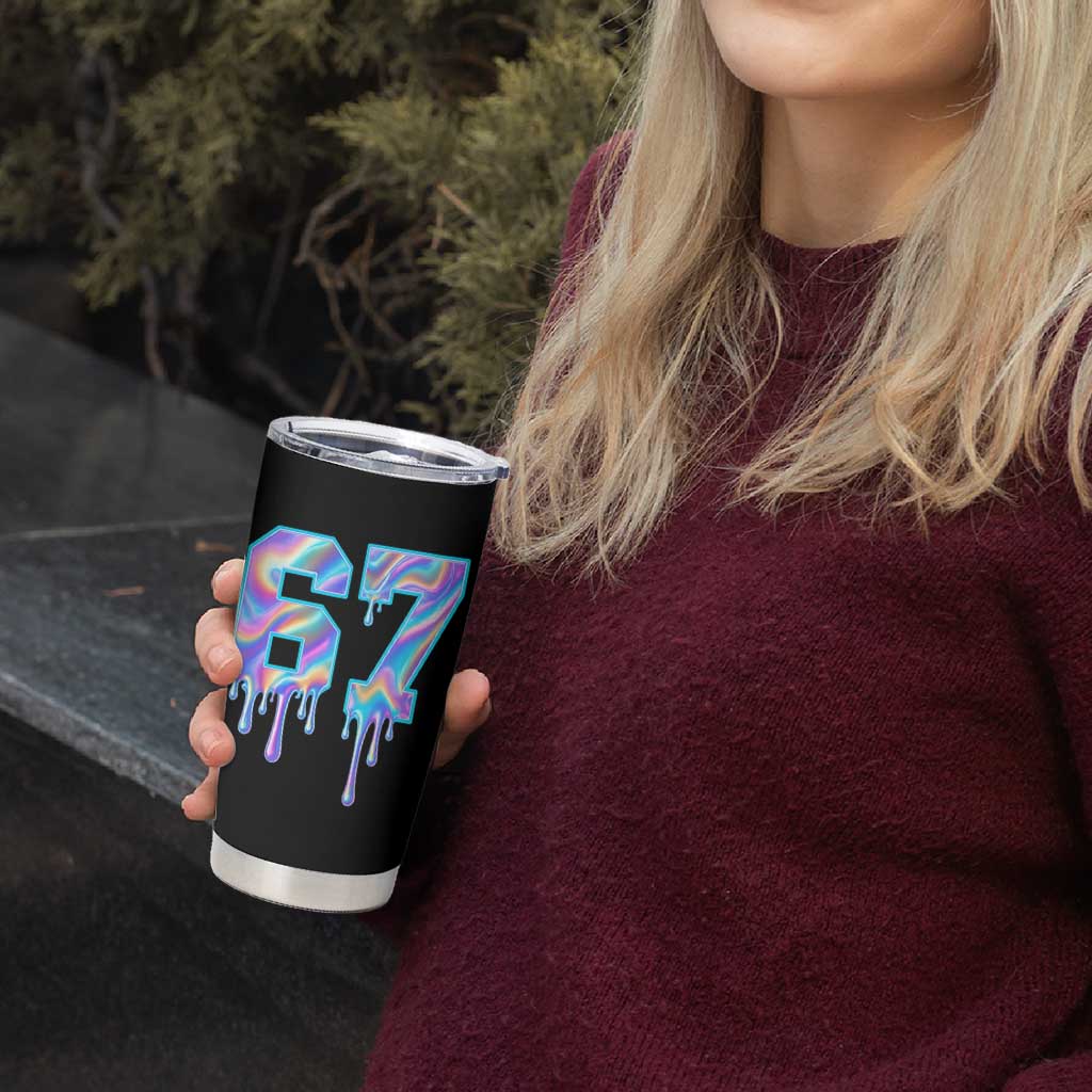 Baseball Drip Number 67 Player Tumbler Cup Funny Six Seven Meme 67th Birthday Holographic Dripping - Wonder Print Shop