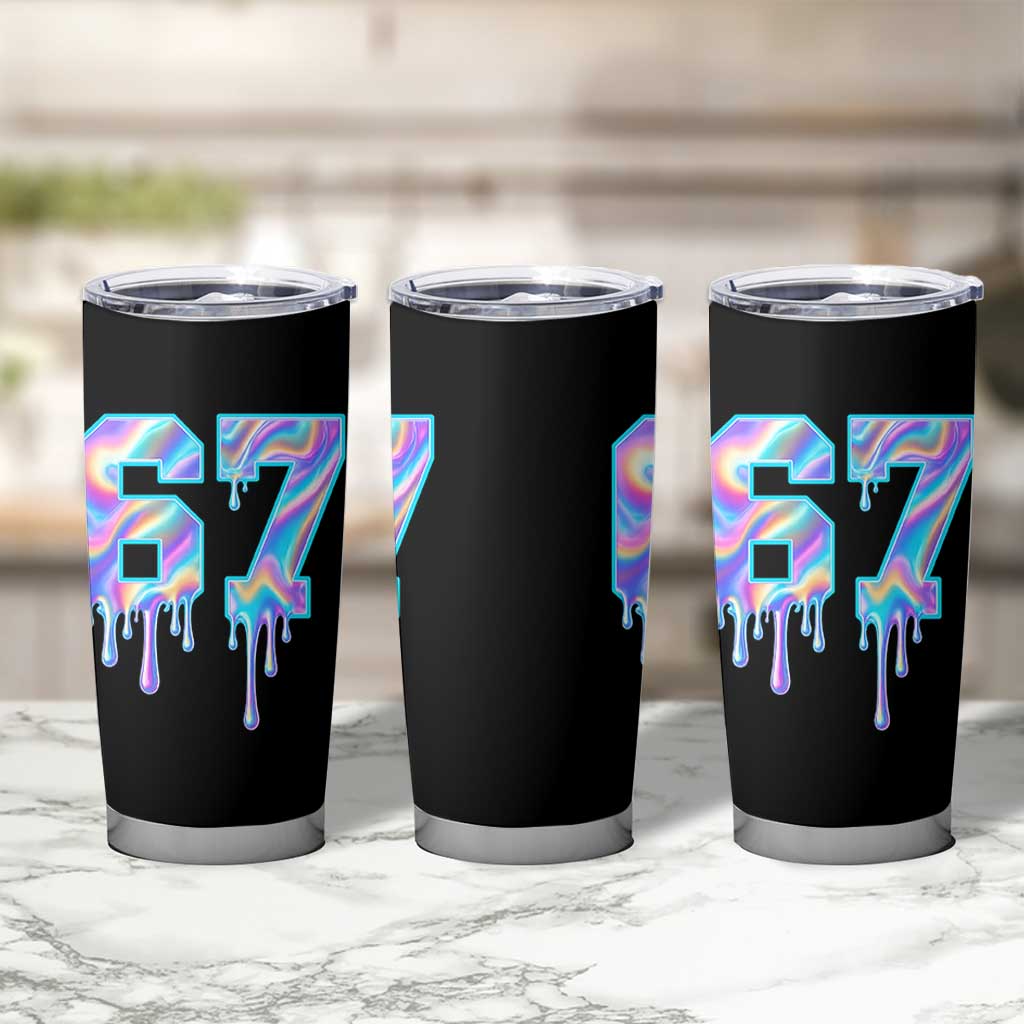 Baseball Drip Number 67 Player Tumbler Cup Funny Six Seven Meme 67th Birthday Holographic Dripping - Wonder Print Shop