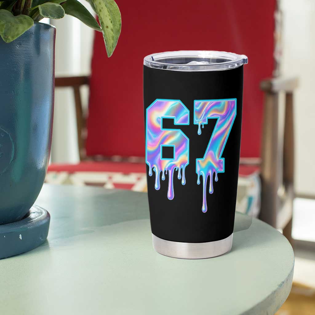 Baseball Drip Number 67 Player Tumbler Cup Funny Six Seven Meme 67th Birthday Holographic Dripping - Wonder Print Shop