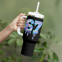 Baseball Drip Number 67 Player Tumbler With Handle Funny Six Seven Meme 67th Birthday Holographic Dripping - Wonder Print Shop