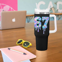 Baseball Drip Number 67 Player Tumbler With Handle Funny Six Seven Meme 67th Birthday Holographic Dripping - Wonder Print Shop