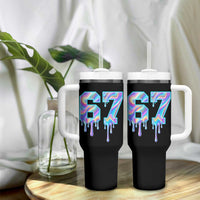 Baseball Drip Number 67 Player Tumbler With Handle Funny Six Seven Meme 67th Birthday Holographic Dripping - Wonder Print Shop