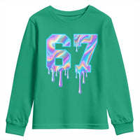 Baseball Drip Number 67 Player Youth Sweatshirt Funny Six Seven Meme 67th Birthday Holographic Dripping - Wonder Print Shop
