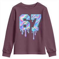 Baseball Drip Number 67 Player Youth Sweatshirt Funny Six Seven Meme 67th Birthday Holographic Dripping - Wonder Print Shop