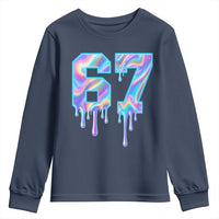 Baseball Drip Number 67 Player Youth Sweatshirt Funny Six Seven Meme 67th Birthday Holographic Dripping - Wonder Print Shop