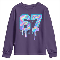 Baseball Drip Number 67 Player Youth Sweatshirt Funny Six Seven Meme 67th Birthday Holographic Dripping - Wonder Print Shop