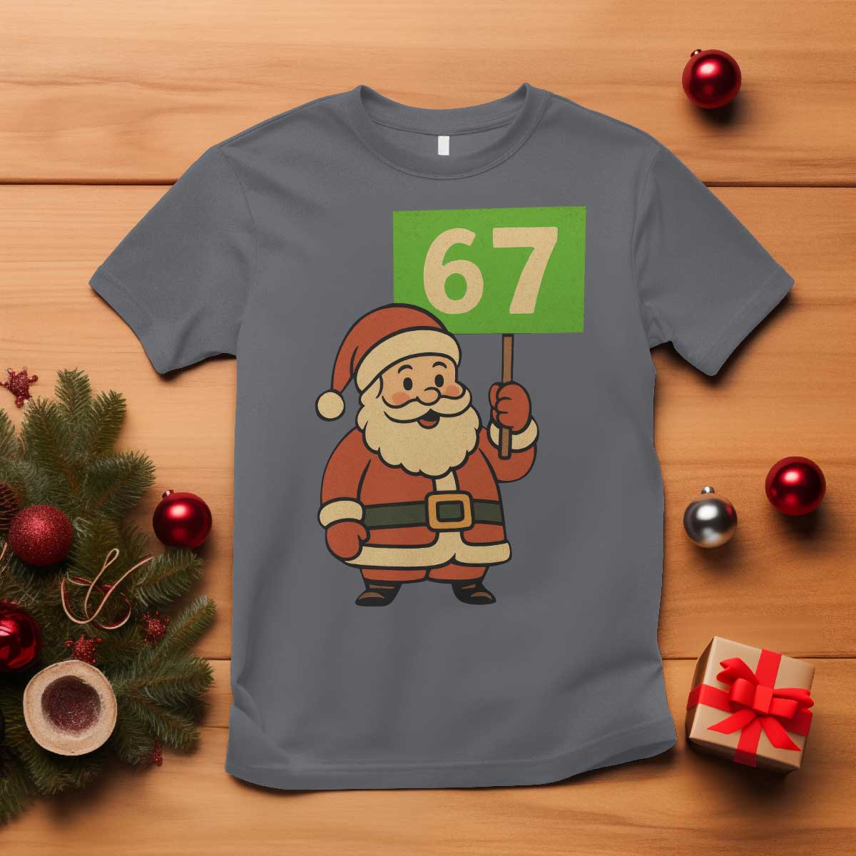 67 Christmas T Shirt Funny Six Seven Meme Brainrot Santa Claus Boys - Wonder Print Shop