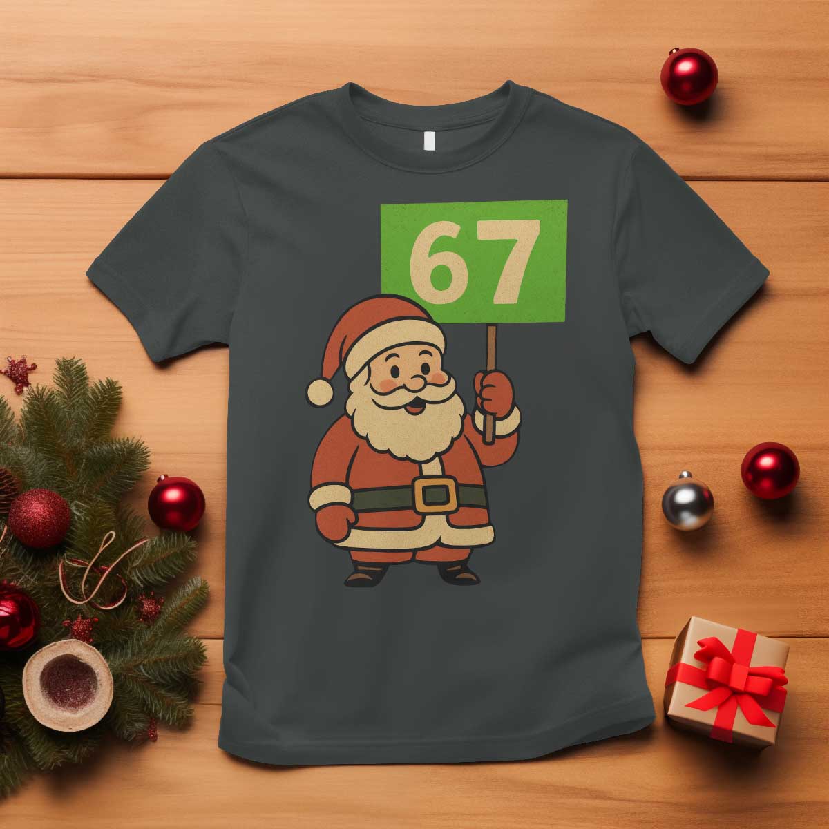 67 Christmas T Shirt Funny Six Seven Meme Brainrot Santa Claus Boys - Wonder Print Shop