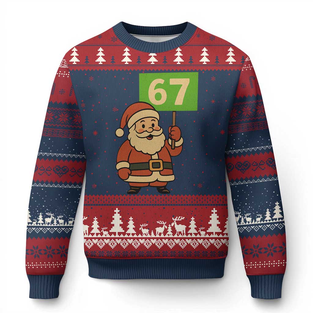 67 Xmas Ugly Christmas Sweater Funny Six Seven Meme Brainrot Santa Claus Boys - Wonder Print Shop