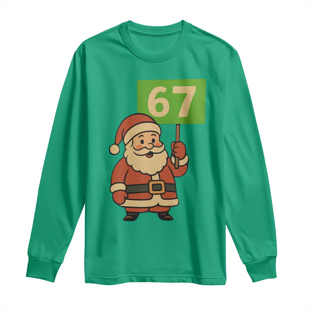 67 Christmas Long Sleeve Shirt Funny Six Seven Meme Brainrot Santa Claus Boys - Wonder Print Shop