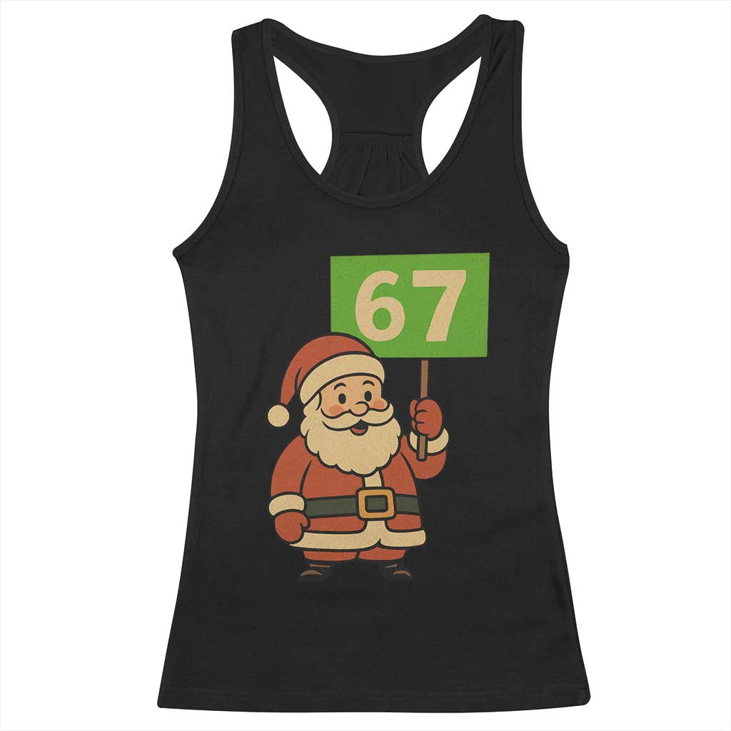 67 Christmas Racerback Tank Top Funny Six Seven Meme Brainrot Santa Claus Boys - Wonder Print Shop