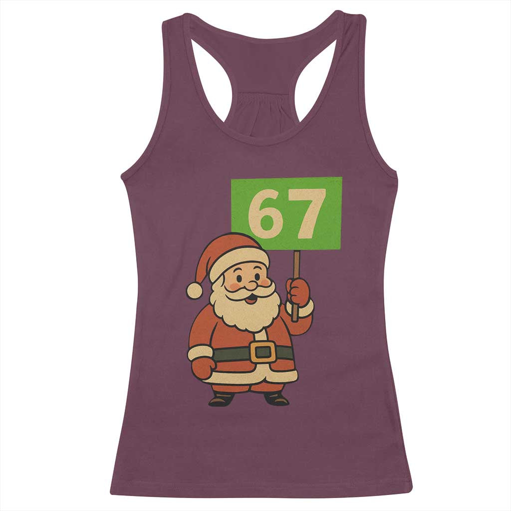67 Christmas Racerback Tank Top Funny Six Seven Meme Brainrot Santa Claus Boys - Wonder Print Shop