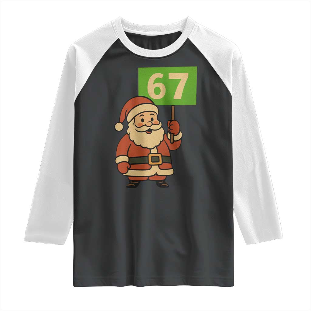 67 Christmas Raglan Shirt Funny Six Seven Meme Brainrot Santa Claus Boys - Wonder Print Shop
