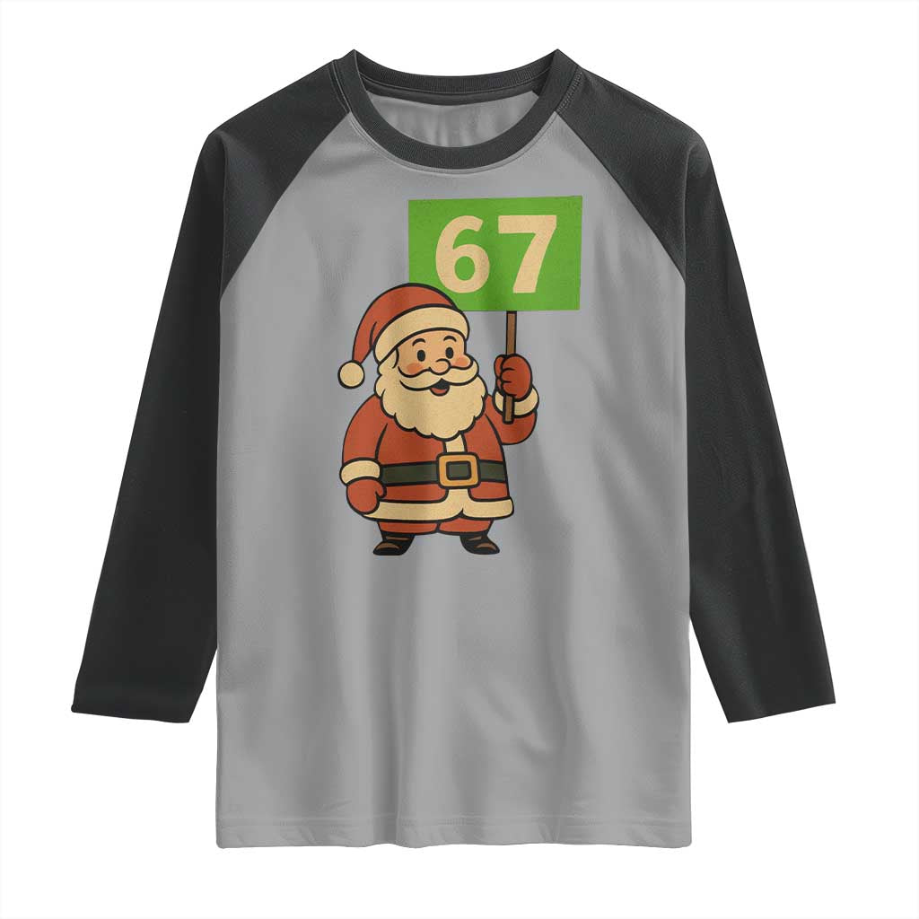 67 Christmas Raglan Shirt Funny Six Seven Meme Brainrot Santa Claus Boys - Wonder Print Shop