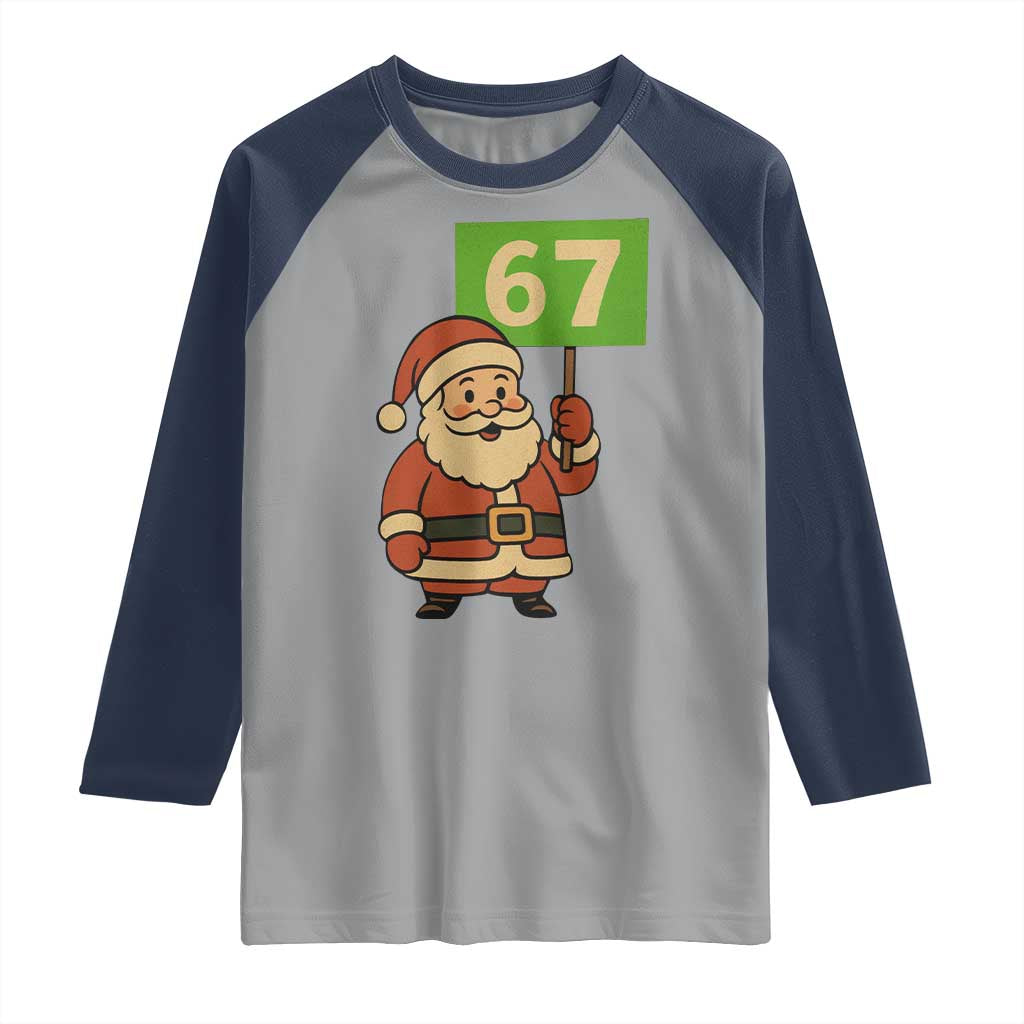 67 Christmas Raglan Shirt Funny Six Seven Meme Brainrot Santa Claus Boys - Wonder Print Shop