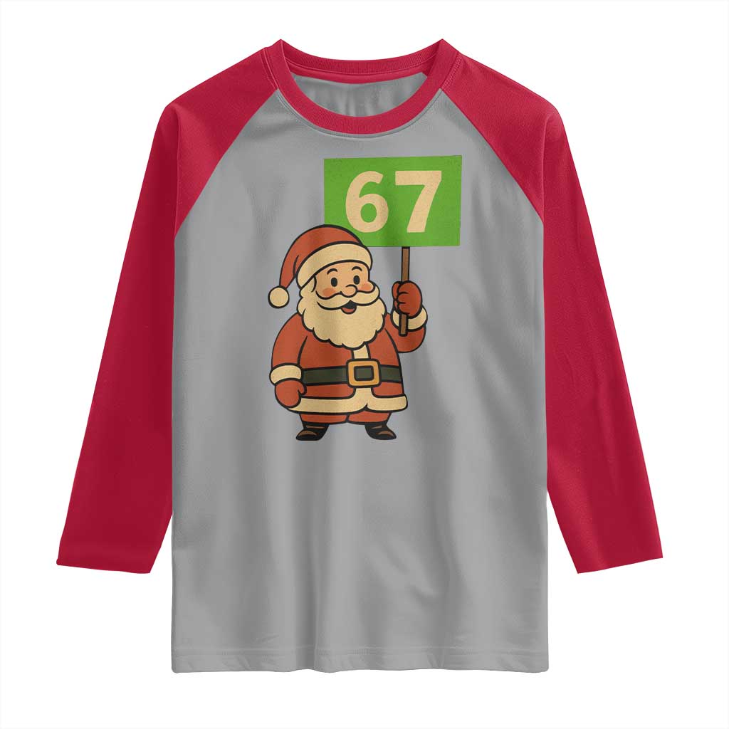 67 Christmas Raglan Shirt Funny Six Seven Meme Brainrot Santa Claus Boys - Wonder Print Shop