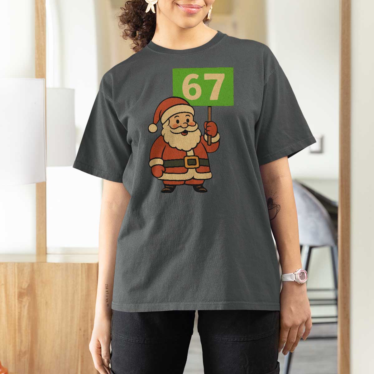 67 Christmas T Shirt For Women Funny Six Seven Meme Brainrot Santa Claus Boys - Wonder Print Shop