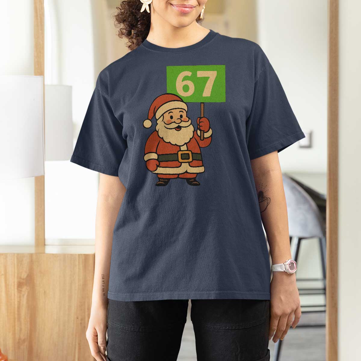 67 Christmas T Shirt For Women Funny Six Seven Meme Brainrot Santa Claus Boys - Wonder Print Shop