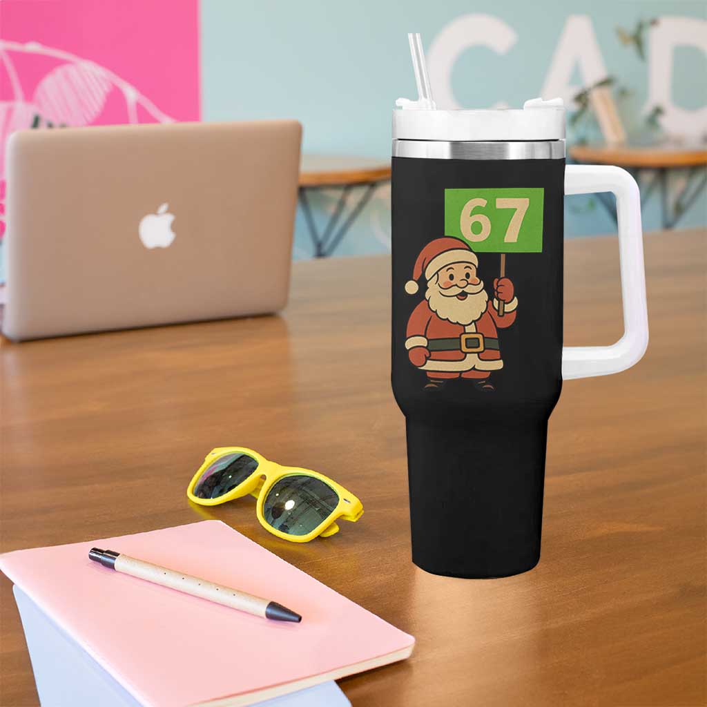 67 Christmas Tumbler With Handle Funny Six Seven Meme Brainrot Santa Claus Boys - Wonder Print Shop