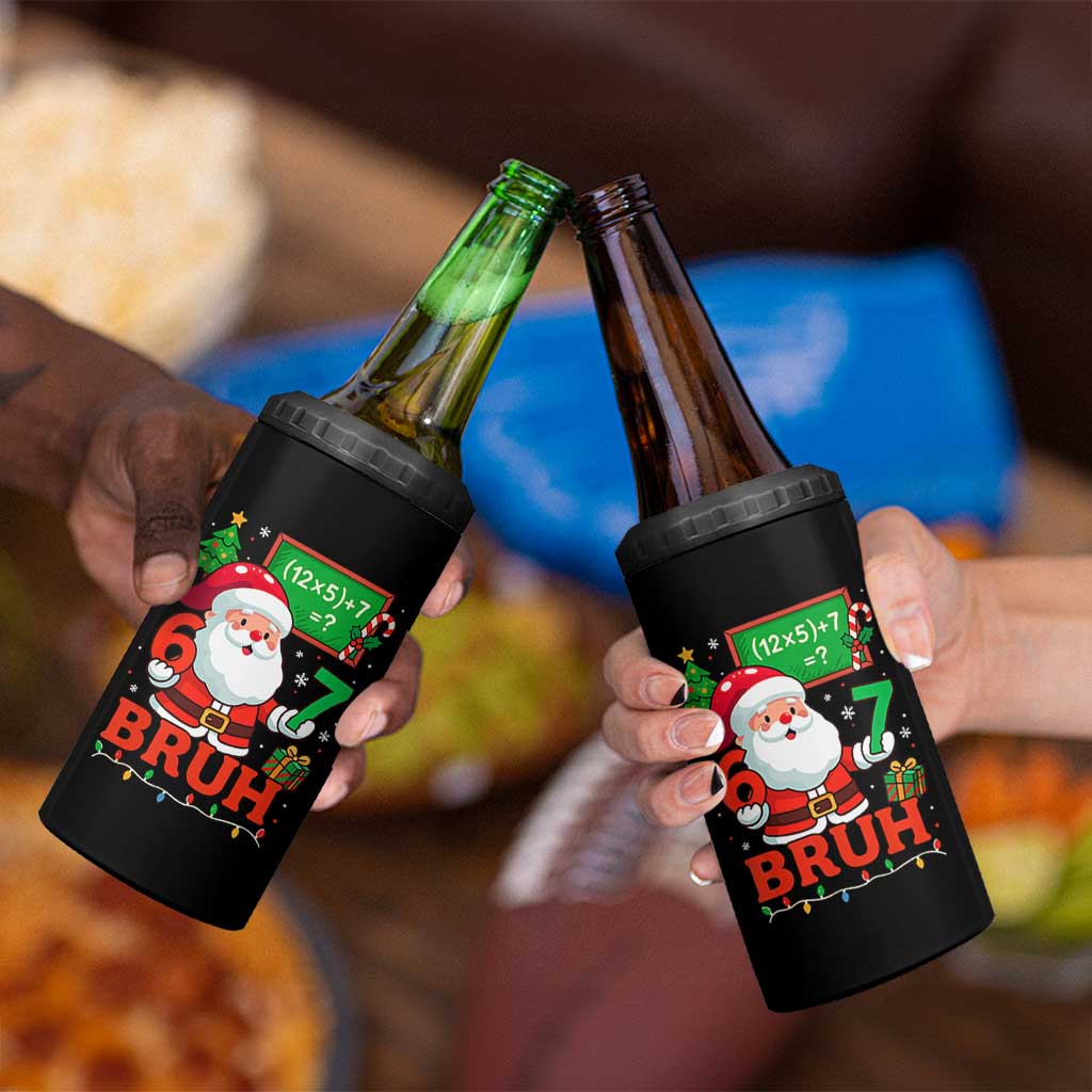 67 Teacher Christmas 4 in 1 Can Cooler Tumbler Santa Six Seven Meme Math Equation Bruh - Wonder Print Shop