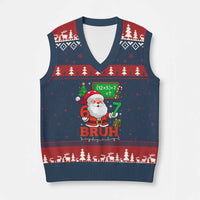 67 Teacher Xmas V-Neck Knit Sweater Vest Santa Six Seven Meme Math Equation Bruh - Wonder Print Shop