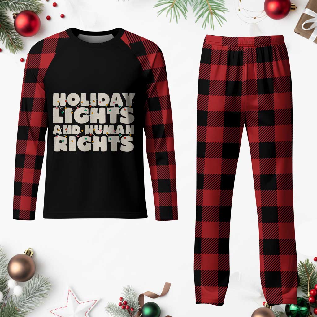 Holiday Lights Human Rights Christmas Plaid Pajama Set - Wonder Print Shop