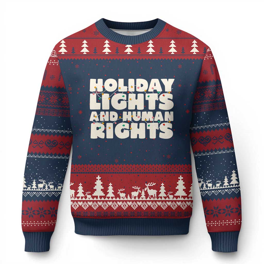 Holiday Lights Human Rights Xmas Ugly Christmas Sweater - Wonder Print Shop