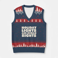 Holiday Lights Human Rights Xmas V-Neck Knit Sweater Vest - Wonder Print Shop