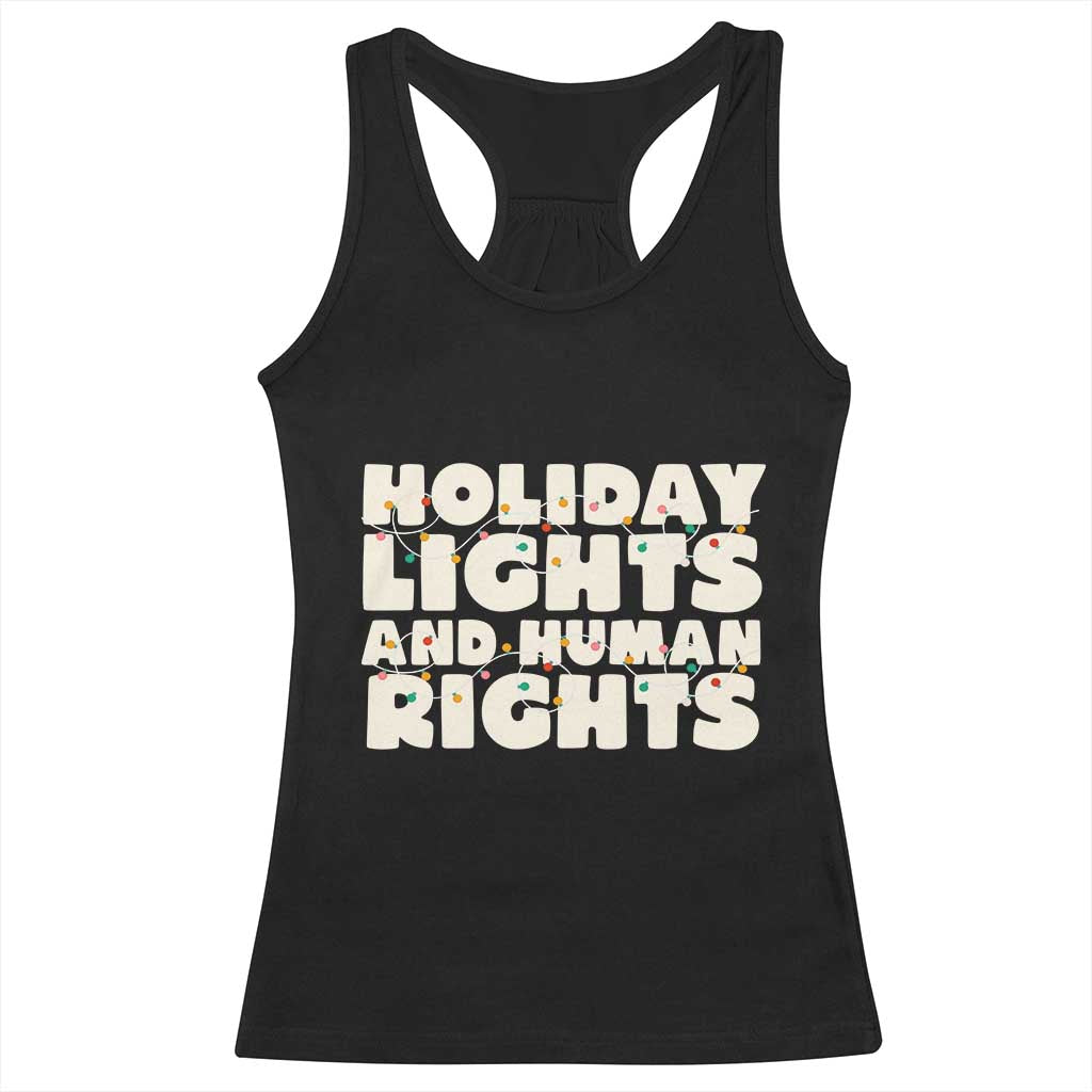 Holiday Lights Human Rights Christmas Racerback Tank Top - Wonder Print Shop