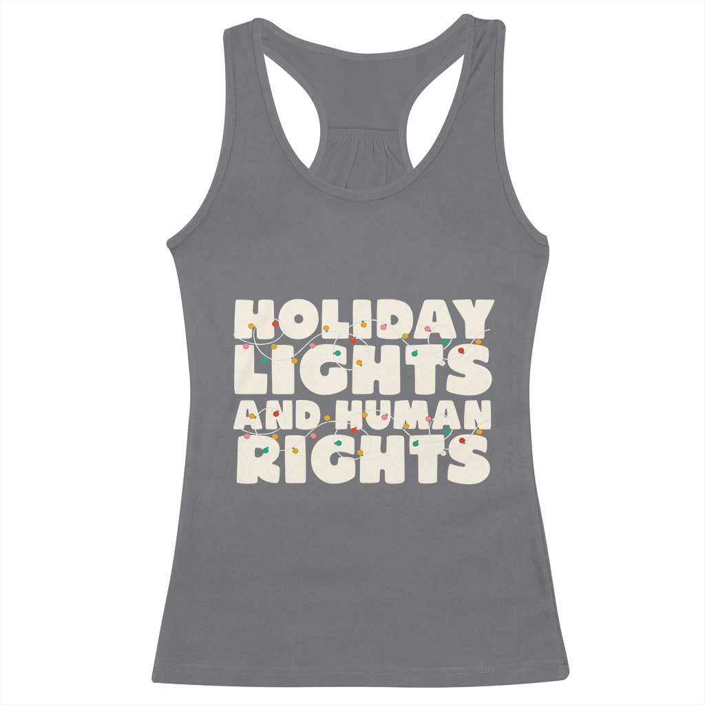 Holiday Lights Human Rights Christmas Racerback Tank Top - Wonder Print Shop