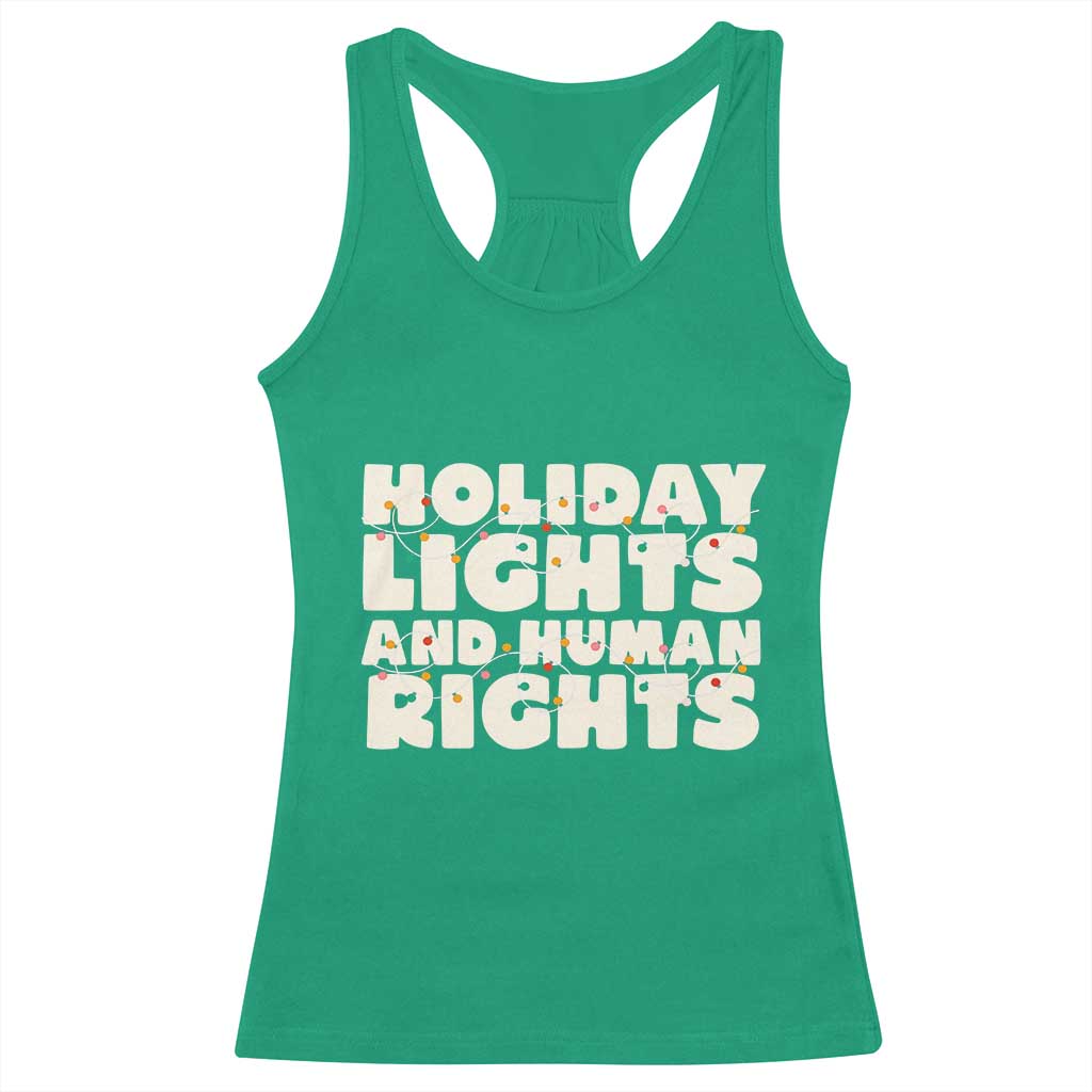 Holiday Lights Human Rights Christmas Racerback Tank Top - Wonder Print Shop