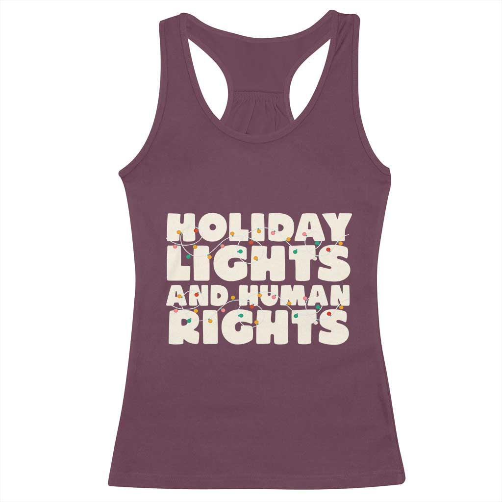Holiday Lights Human Rights Christmas Racerback Tank Top - Wonder Print Shop