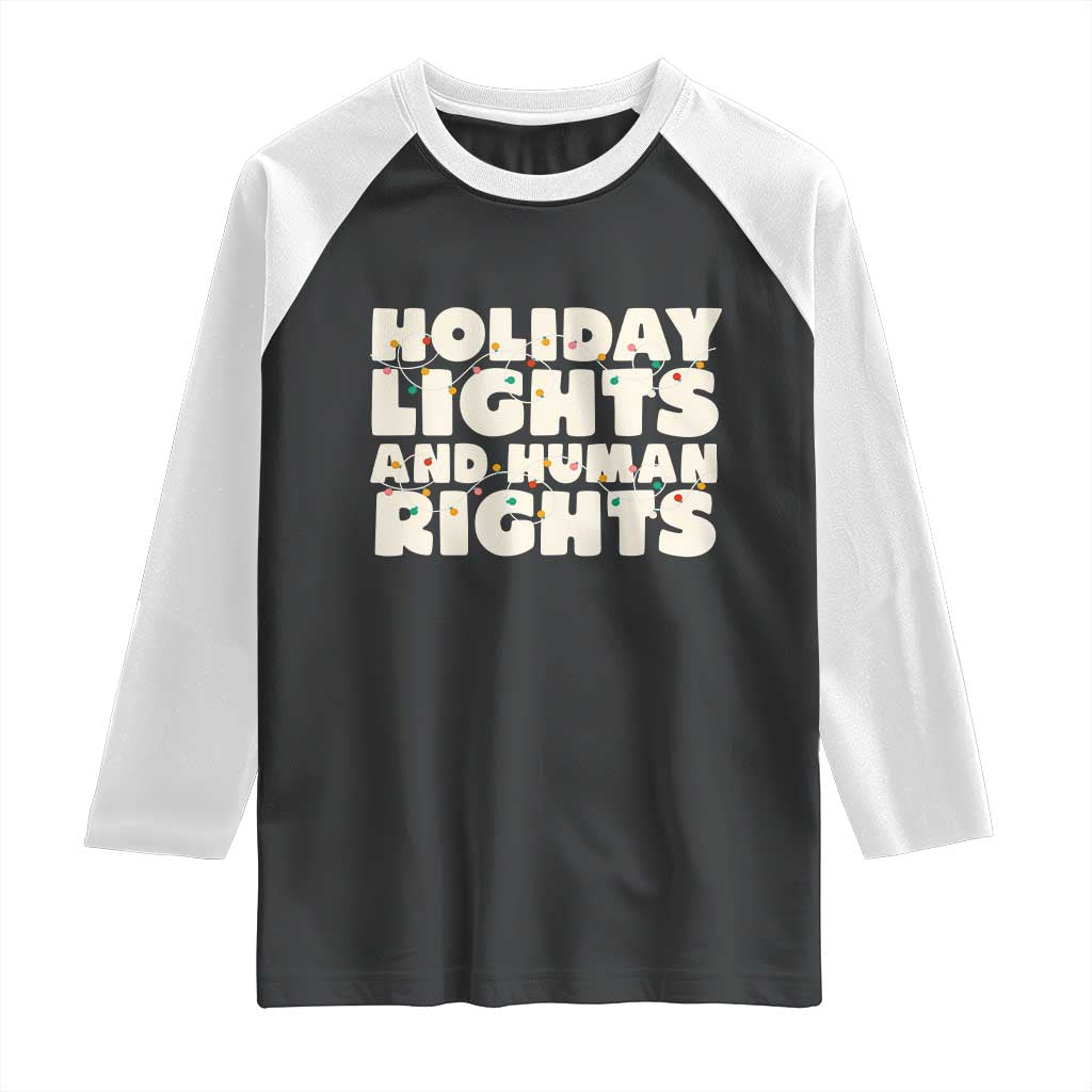 Holiday Lights Human Rights Christmas Raglan Shirt - Wonder Print Shop
