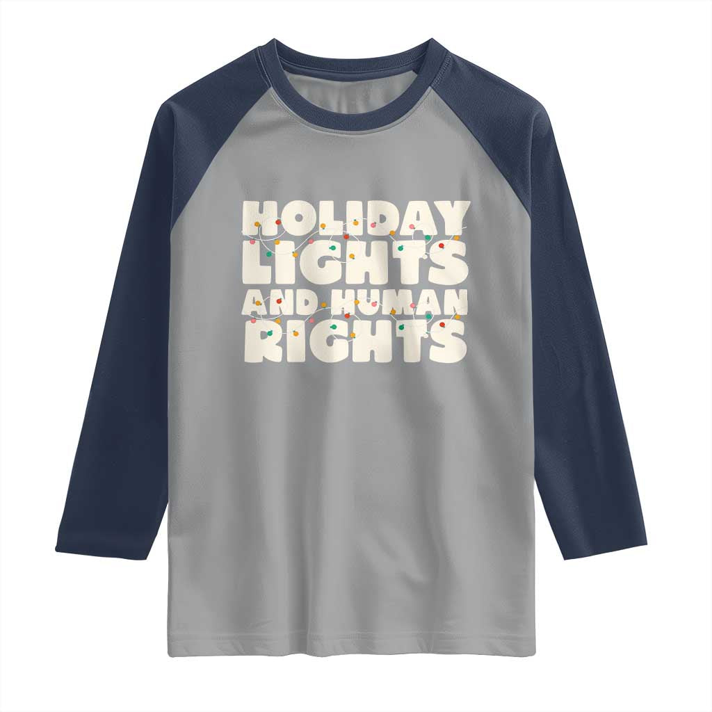 Holiday Lights Human Rights Christmas Raglan Shirt - Wonder Print Shop