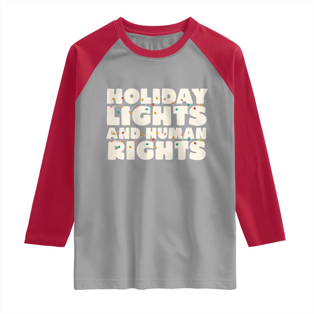 Holiday Lights Human Rights Christmas Raglan Shirt - Wonder Print Shop