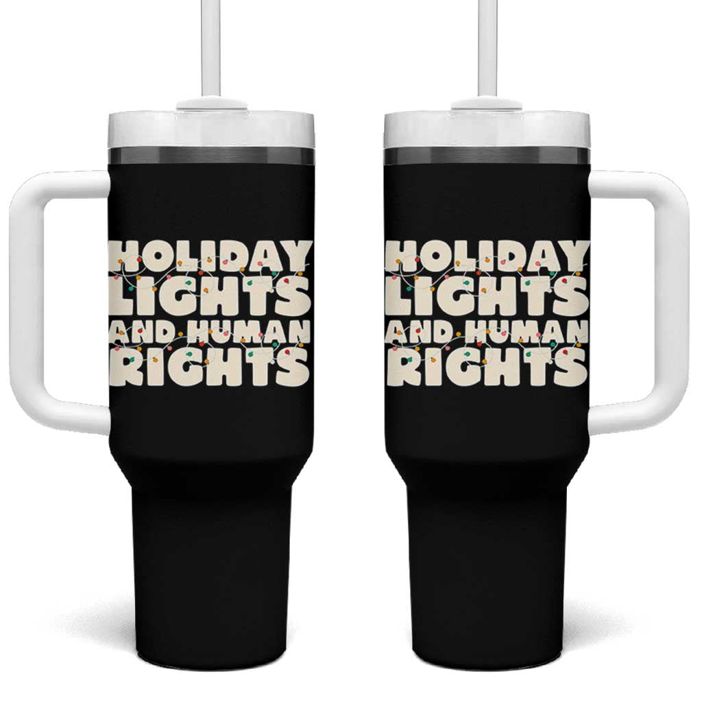 Holiday Lights Human Rights Christmas Tumbler With Handle - Wonder Print Shop