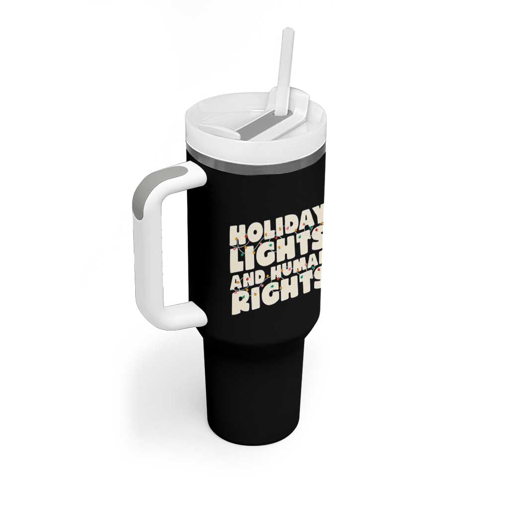 Holiday Lights Human Rights Christmas Tumbler With Handle - Wonder Print Shop