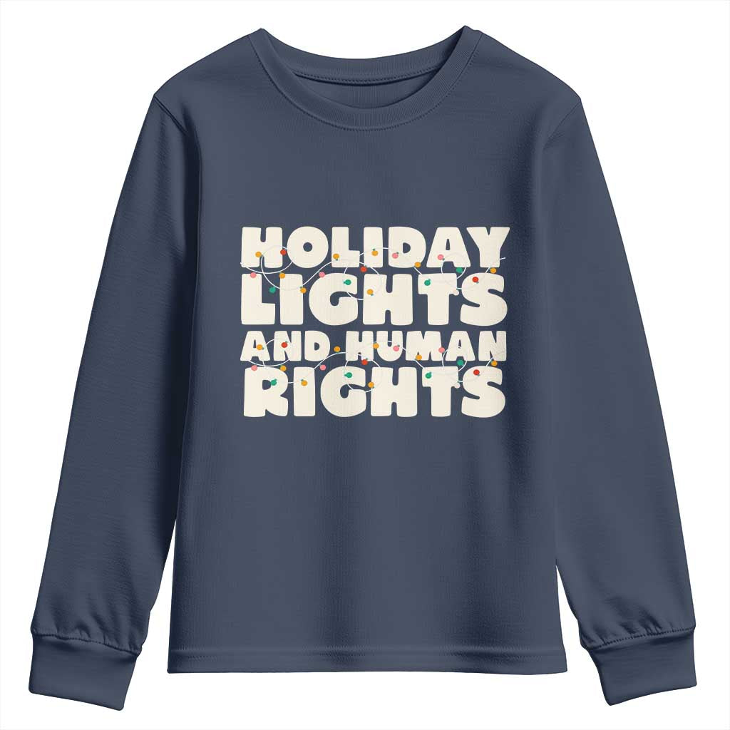 Holiday Lights Human Rights Christmas Youth Sweatshirt - Wonder Print Shop