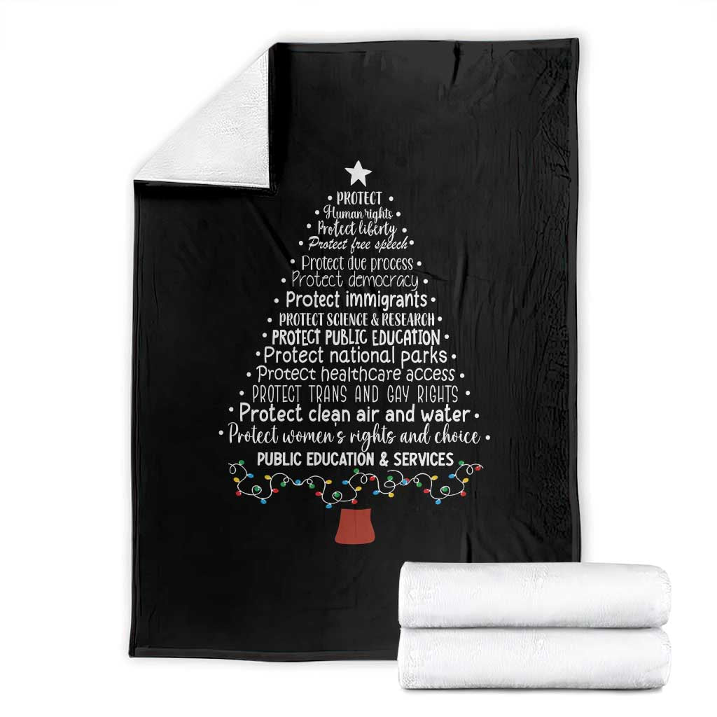Protect Democracy Christmas Tree Throw Blanket Anti Fascism Social Justice - Wonder Print Shop