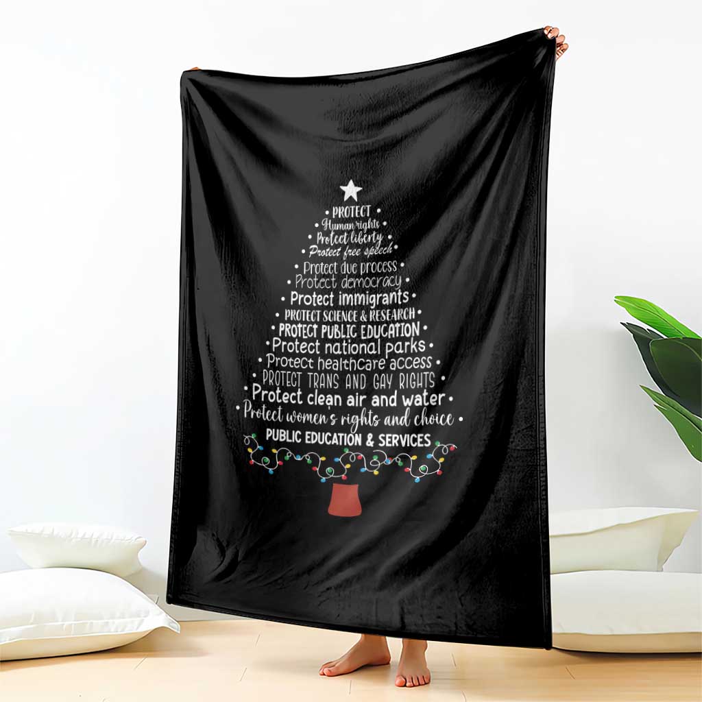 Protect Democracy Christmas Tree Throw Blanket Anti Fascism Social Justice - Wonder Print Shop