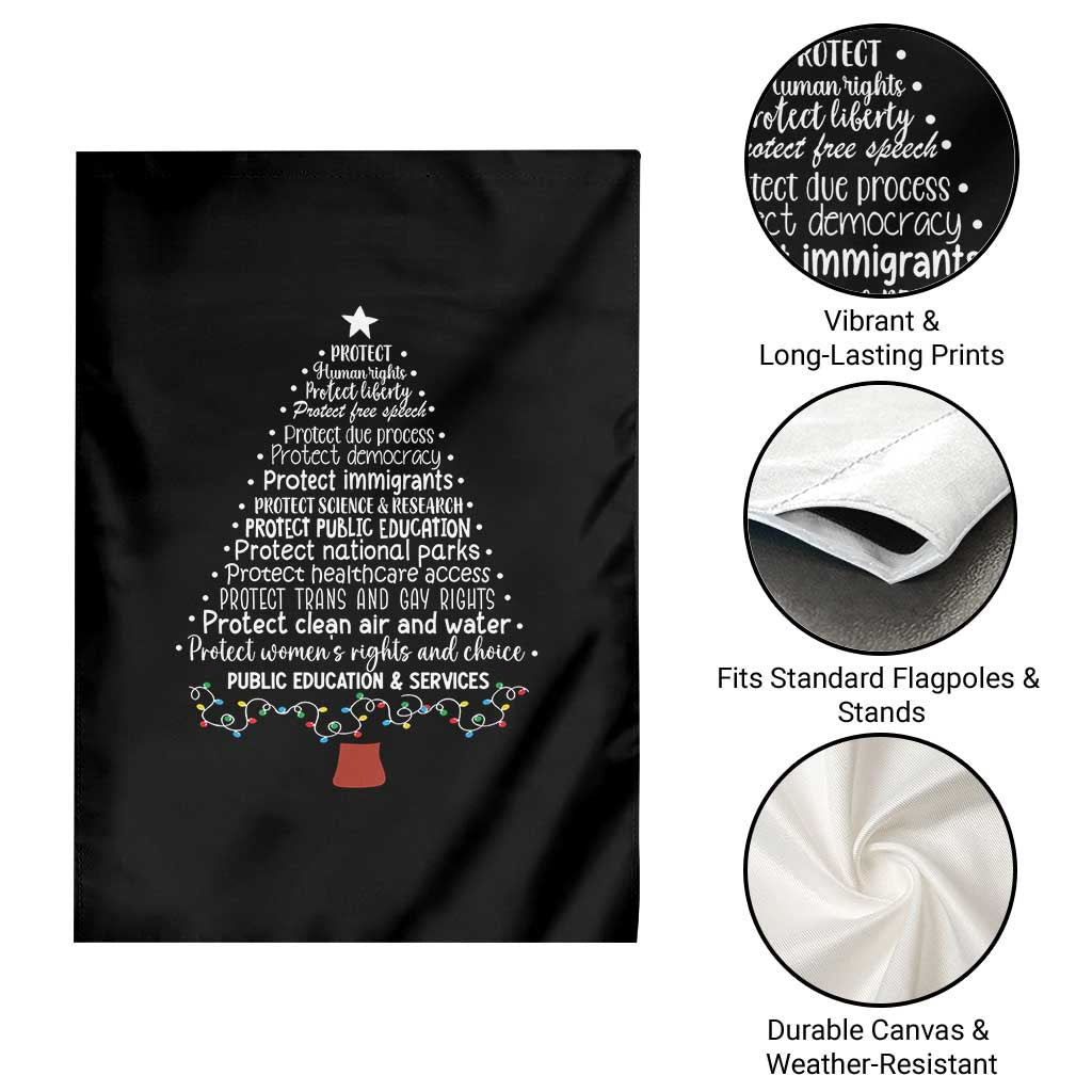 Protect Democracy Christmas Tree Garden Flag Anti Fascism Social Justice - Wonder Print Shop