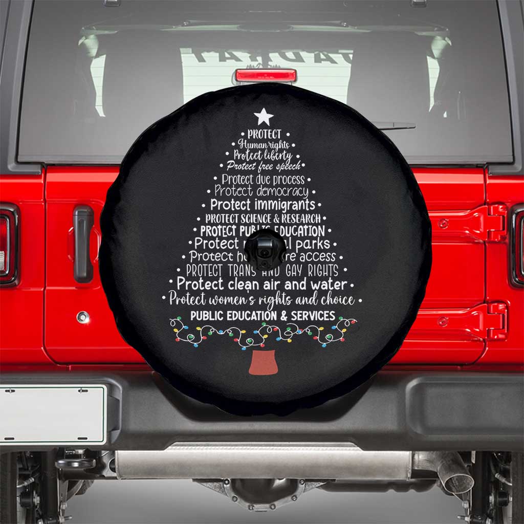 Protect Democracy Christmas Tree Spare Tire Cover Anti Fascism Social Justice - Wonder Print Shop